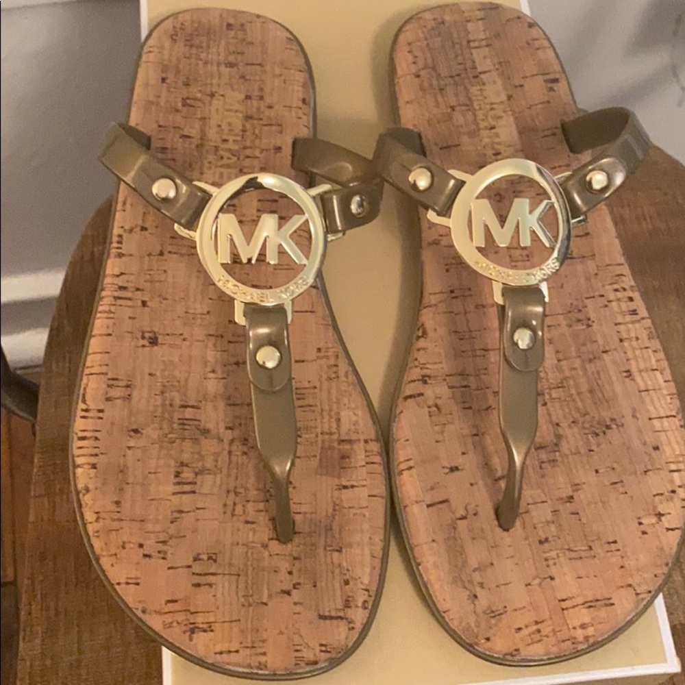 ✨Gold MK Charm Jelly Sandals✨